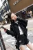 Mùa thu 2018 mới của Hàn Quốc phiên bản của màu đen lỏng đầu máy pu da phụ nữ ngắn ngắn tay áo giản dị áo khoác da