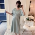Đầm bầu cho mẹ bầu hè 2019 thời trang mới V-cổ ren chiến đấu nhận đầm eo thon đầm dự tiệc - Áo thai sản váy bà bầu Áo thai sản
