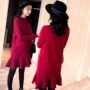 Trang phục bà bầu mùa thu đông mới phiên bản Hàn Quốc của phụ nữ mang thai màu lỏng lẻo váy bầu công sở