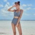 Sinh viên Hàn Quốc nhỏ tươi kẻ sọc gợi cảm bikini retro eo cao là áo vest mỏng thép tấm áo tắm nữ - Bikinis bộ đồ tắm biển nữ Bikinis