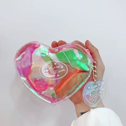 Hàn Quốc dễ thương trong suốt thạch thạch tình yêu đồng xu ví nhỏ Harajuku cô gái tươi trái tim túi tiền nhỏ túi mỹ phẩm