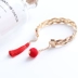 99 carat kiểu Trung Quốc tua rua dệt màu đỏ và vòng đeo tay màu đen với mặt dây chuyền vàng trắng trang sức cổ điển thời trang TR