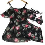 Купальник, комплект, большой размер, 3 предмета, свободный крой, по фигуре