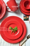 Jessie Red Ceramic Houseware Full Set Series Series Drive Rice Loolly Diplate Hot -Cold Microwave Dip