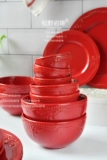 Jessie Red Ceramic Houseware Full Set Series Series Drive Rice Loolly Diplate Hot -Cold Microwave Dip