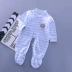 Bé túi nhỏ chân jumpsuit cotton dài tay cotton màu quần bé vớ phù hợp với trẻ sơ sinh với chân jumpsuit có chân - Áo liền quần set bodysuit bé trai Áo liền quần