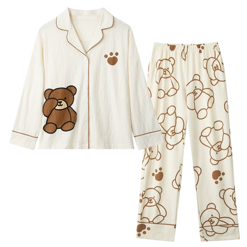 Хлопковая осенняя демисезонная пижама, мультяшный комплект, коллекция 2023, длинный рукав, оверсайз