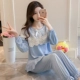 Đồ ngủ nữ cotton mùa xuân và mùa thu dài tay dễ thương Hàn Quốc dịch vụ nhà mùa hè công chúa tươi mới phù hợp với hai mảnh - Nam giới