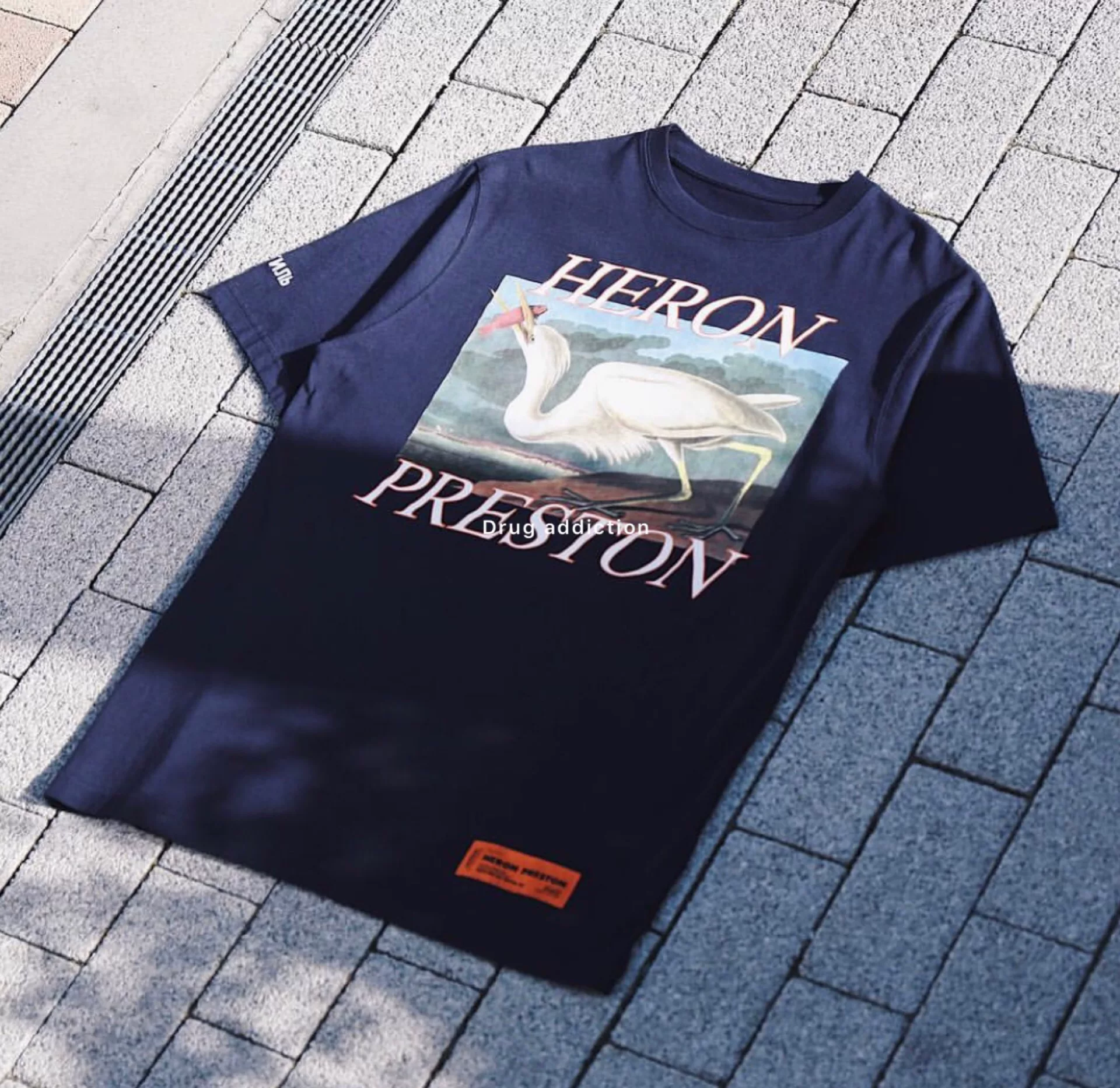 Клубника Heron Preston синий футболка с коротким рукавом