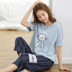 Đồ ngủ mùa hè của phụ nữ bông ngắn- tay hai mảnh Hàn Quốc phiên bản của bộ lỏng lẻo bông có thể được đeo bên ngoài nhà giản dị dịch vụ phù hợp với Bên ngoài ăn mặc