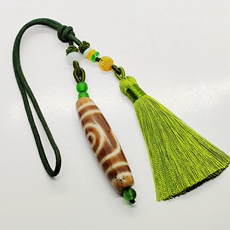 Подвеска для автомобиля 天然玛瑙真品水草花朱砂天地二眼西藏天珠汽车饰品车挂礼物