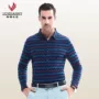 Áo thun cổ lọ Vantage Kani cotton trung tính nam sọc dài tay 2018 mùa thu mới dài tay áo ve áo store t shirt