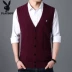 Playboy nam trung niên và cao tuổi len len cổ chữ V áo len không tay cardigan áo ghi lê vest vest - Áo vest cotton