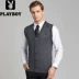 Playboy mùa thu và mùa đông new England nam đan vest V-Cổ cardigan vest gà tim cổ áo kinh doanh bình thường vest áo vest khoác nam Dệt kim Vest