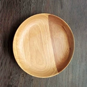 Phong cách Nhật Bản đơn giản màu rắn cao su tự nhiên gỗ tròn tấm gỗ đĩa món ăn món ăn món ăn rắn bộ đồ ăn bằng gỗ 15cm