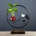 Sáng tạo gốm thủy canh bình trang trí sắt rèn phòng khách nhà rượu tủ TV trang trí tủ đơn giản để bàn hoa chậu - Vase / Bồn hoa & Kệ