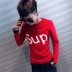 Áo len mùa thu đông nam phiên bản Hàn Quốc của anh chàng tinh thần xã hội xu hướng áo len lưới đỏ mỏng cổ tròn chạm đáy áo