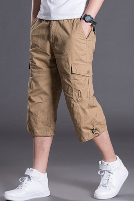 Mùa hè kích thước lớn dụng cụ quần short nam thẳng cắt quần lỏng thường ống túm thanh niên thể thao ngoài trời quần quần vải nam Quần làm việc