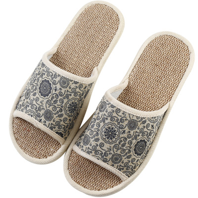 亚麻拖鞋女款夏季室内防滑家居家用鞋四季男士情侣棉麻加厚底凉拖