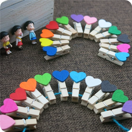 Цветный милый клип Love Wood Clip Wedding Clip маленький деревянный фото клип фото, фото стена