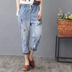 Mùa hè 2019 phiên bản Hàn Quốc của hoa dại thêu chim thun co giãn dây rút bảy chiếc quần jeans nữ - Quần jean quần jean nữ hàng hiệu Quần jean