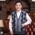 Cũ tóc vest dày của nam giới cardigan trung niên v-cổ len vest cộng với phân bón để tăng vest đan len vest áo khoác len nam trung niên Dệt kim Vest