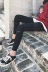 Quần lụa đen eo cao thun co giãn chân quần bút chì nữ bó sát phần mỏng legging mặc mỏng phiên bản Hàn Quốc