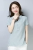 Áo thun cotton và vải lanh tay ngắn cho nữ 2019 hè mới che bụng đã mỏng mỏng size lớn trắng lanh top - Áo phông