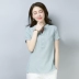 Áo thun cotton và vải lanh tay ngắn cho nữ 2019 hè mới che bụng đã mỏng mỏng size lớn trắng lanh top - Áo phông