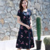 Phụ nữ trung niên của cotton silk dress 40-50 tuổi tuổi trung niên mẹ với ngắn tay kích thước lớn dài lỏng ông già thời trang tuổi trung niên u50 Phụ nữ cao cấp