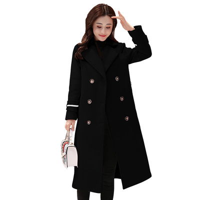 Chống mùa giải phóng mặt bằng 2018 mùa thu và mùa đông phiên bản Hàn Quốc mới của áo len mỏng lỏng lẻo trong phần dài áo len nữ thủy triều áo khoác jean nữ Trung bình và dài Coat