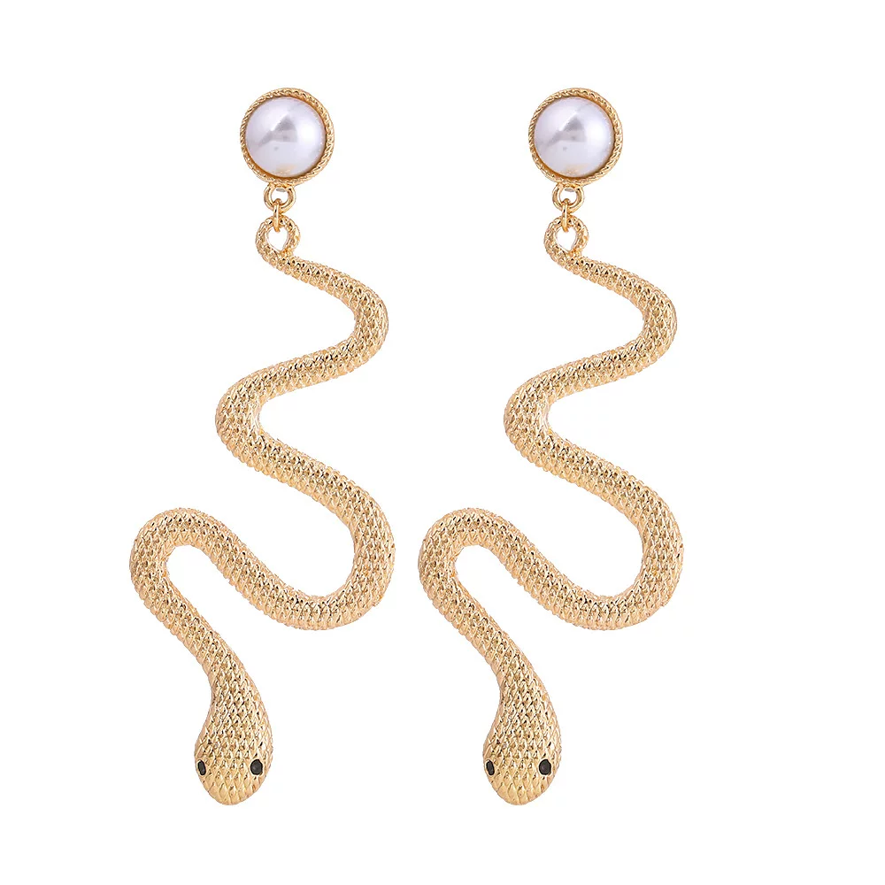 Snake Earring ladies个性夸张长版蛇纹蛇耳针耳环饰серьги