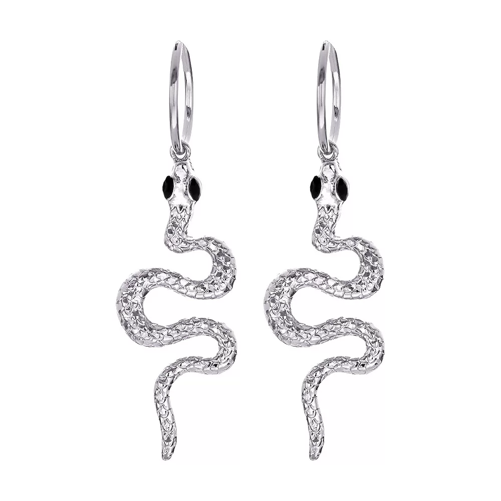 Snake Earring ladies个性夸张长版蛇纹蛇耳针耳环饰серьги