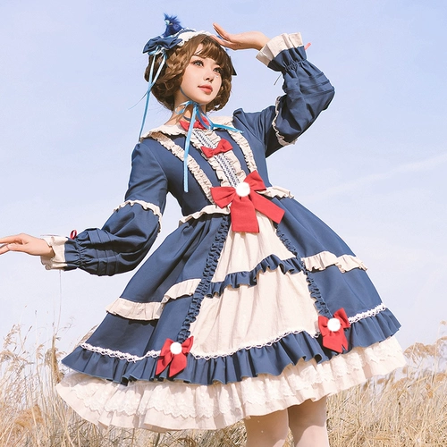 Оригинальный демисезонный утепленный лонгслив, платье, стиль Лолита, Lolita OP