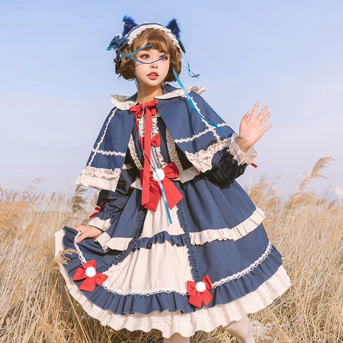 Оригинальный демисезонный утепленный лонгслив, платье, стиль Лолита, Lolita OP