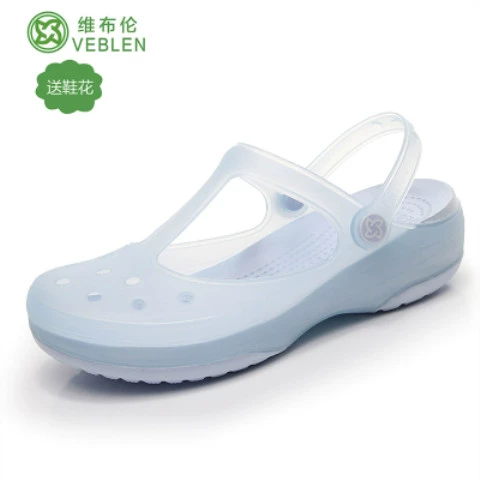 giày lỗ veblen giày đi biển mùa hè của phụ nữ màu trắng giày y tá đế mềm dép chống trượt và dép đi trong nhà để đi bên ngoài Hàn Quốc 