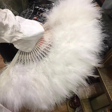 Декоративный веер 羽毛扇子旗袍舞蹈鹅毛毛绒jk汉服拍照道具漂亮的中国风黑白色折扇