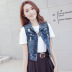 2018 mùa xuân mới ngắn denim vest của phụ nữ kích thước lớn lỗ thời trang hoang dã mỏng giảm béo vest áo khoác vest nữ hàn quốc Áo vest