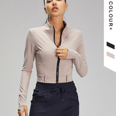 Куртка для йоги 立领修身瑜伽服磨毛裸感健身上衣拉链休闲运动外套女2021秋冬新款