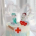 Trang trí bánh trang trí White Angel Love Plugin Đàn ông và phụ nữ Bác sĩ Ngày Y tá Chủ đề Thẻ sinh nhật - Trang trí nội thất