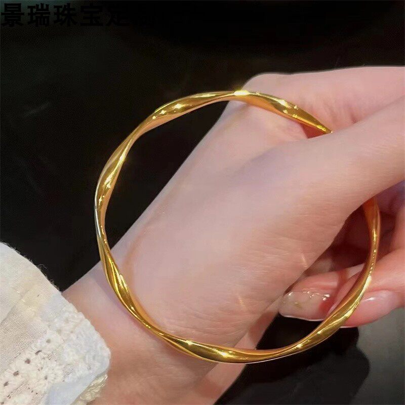 定制5G计价纯金黄金足金莫比乌斯环实心手镯ins风小众设计女送礼
