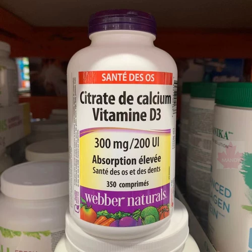Канадская прямая почтовая рассылка взрослые Webber Calcium Citrate+D3 Calcium Citrate 350 зерна