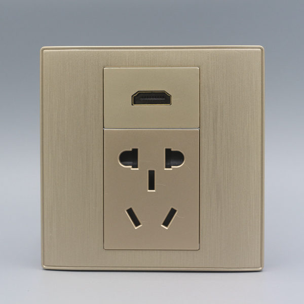 Тип 86 матовый золотой источник питания С HDMI hd digital power Видеть выход пятилуночное разъем электропитания Место 2.0 hd выход