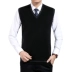Thời trang new BF nam vest vest thanh niên daddy trở lại, len vest vest len ​​áo len đầu đan cha áo khoác len hàn quốc Dệt kim Vest