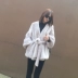 Mùa đông 2018 mới áo khoác lông giả nữ ngắn phần phiên bản Hàn Quốc của cà vạt giả lỏng lỏng với thắt lưng sang trọng