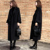 Chống mùa đen áo khoác nữ phần dài 2018 mới lỏng mỏng Hàn Quốc phiên bản của Hepburn retro len áo len nữ áo dạ dáng dài hàn quốc Áo Hàn Quốc