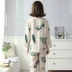 Hàn Quốc phiên bản của bộ đồ ngủ phụ nữ mùa xuân và mùa hè dệt bông vải thiết lập dài- tay bông lụa mỏng phần bông nhân tạo dịch vụ nhà kích thước lớn