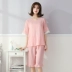 Mùa hè phần mỏng bông gạc nữ đồ ngủ đôi gạc ngắn tay quần dễ thương Hàn Quốc phiên bản của các dịch vụ nhà đơn giản phù hợp với đồ bộ mặc nhà pijama Giống cái