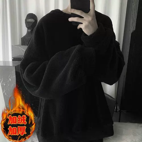 Утепленный бархатный свитер, толстовка для школьников и студентов с круглым воротником, куртка, оверсайз, в корейском стиле, для влюбленных