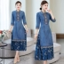 2019 mùa thu mới phong cách Trung Quốc retro thêu phụ nữ denim váy cải tiến phiên bản sườn xám váy đầm nữ - Váy dài Váy dài